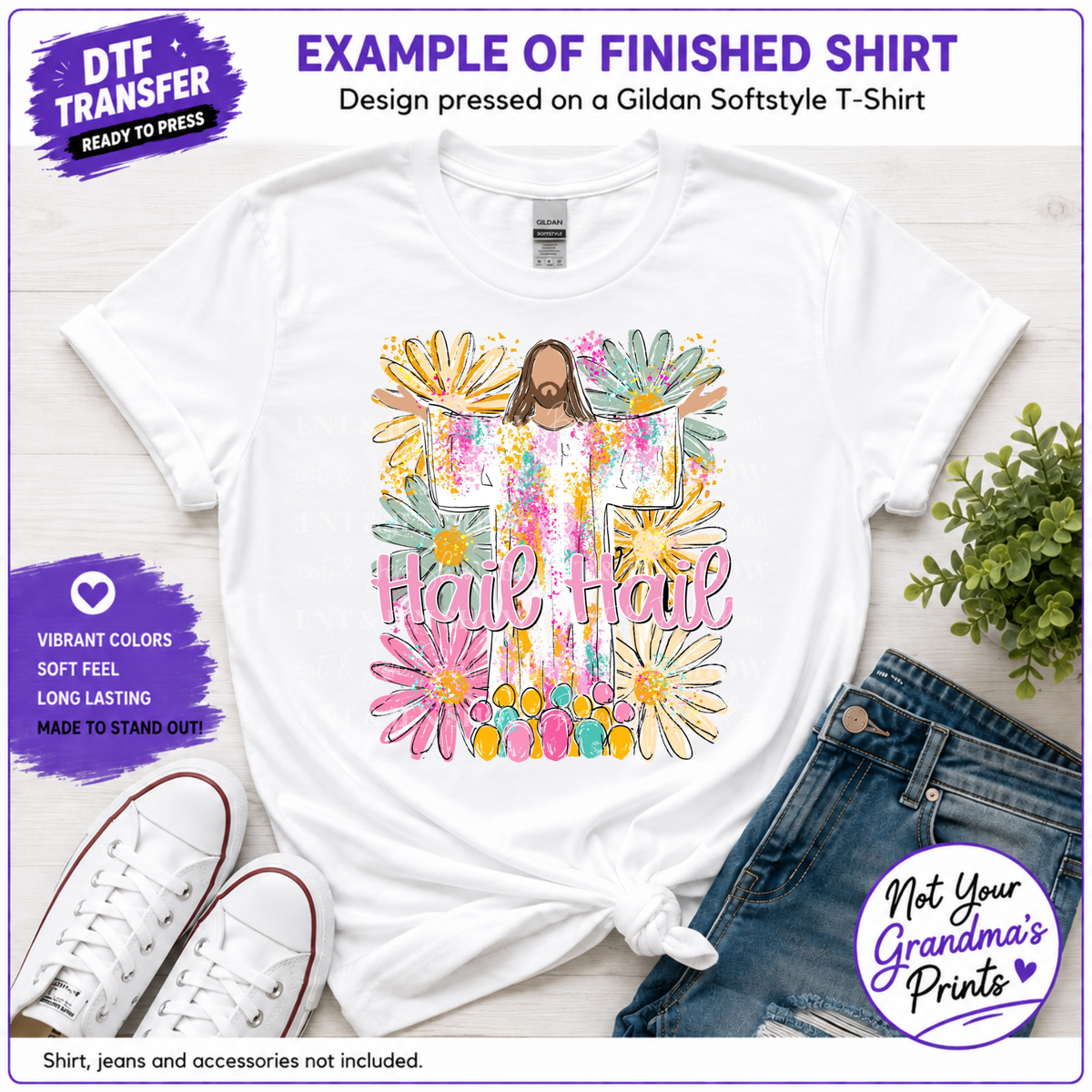 Hail Hail Jesus DTF/Sublimation Transfer, Ready to Press