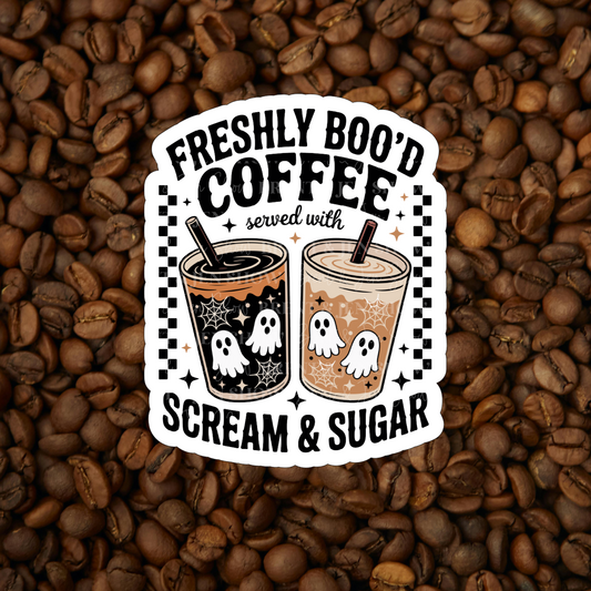 Freshly Boo'd Coffee Sticker or Car Decal