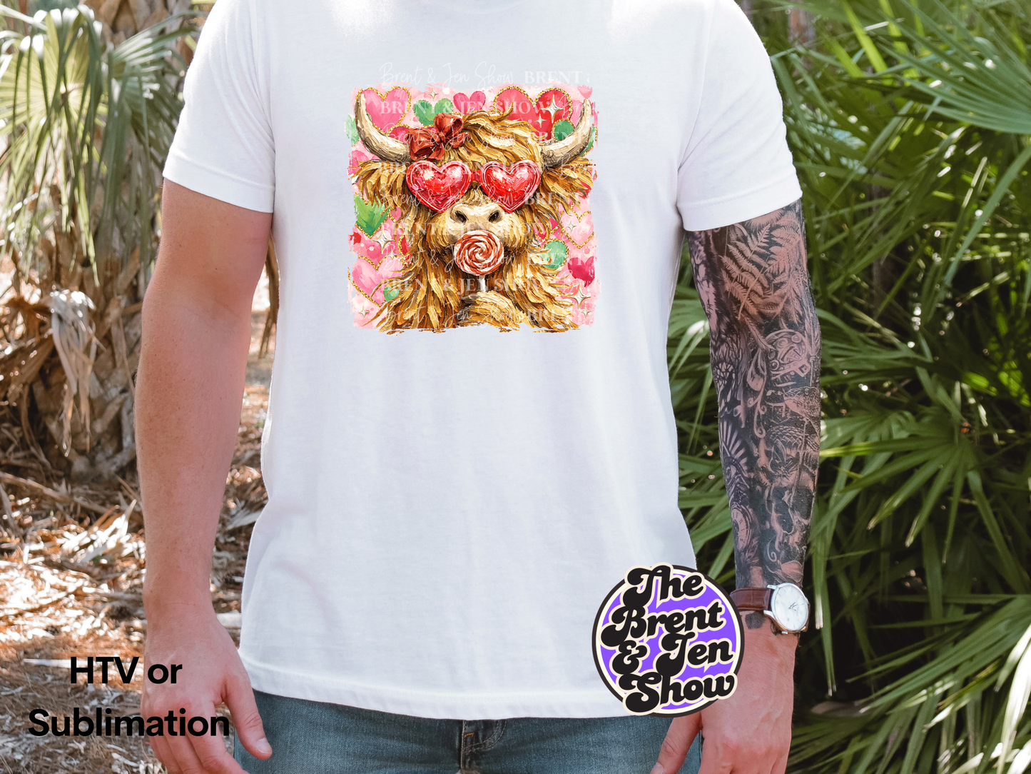 Valentine Highland Cow Transfer DTF/Sublimation