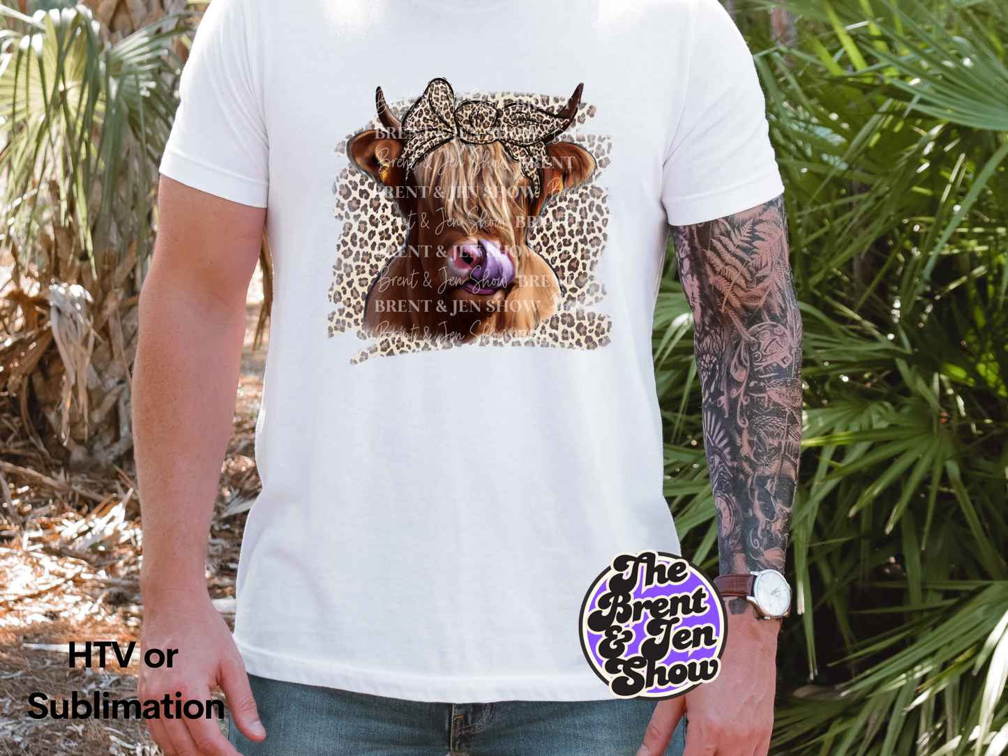 Highland Cow Cheetah Print Transfer DTF/Sublimation
