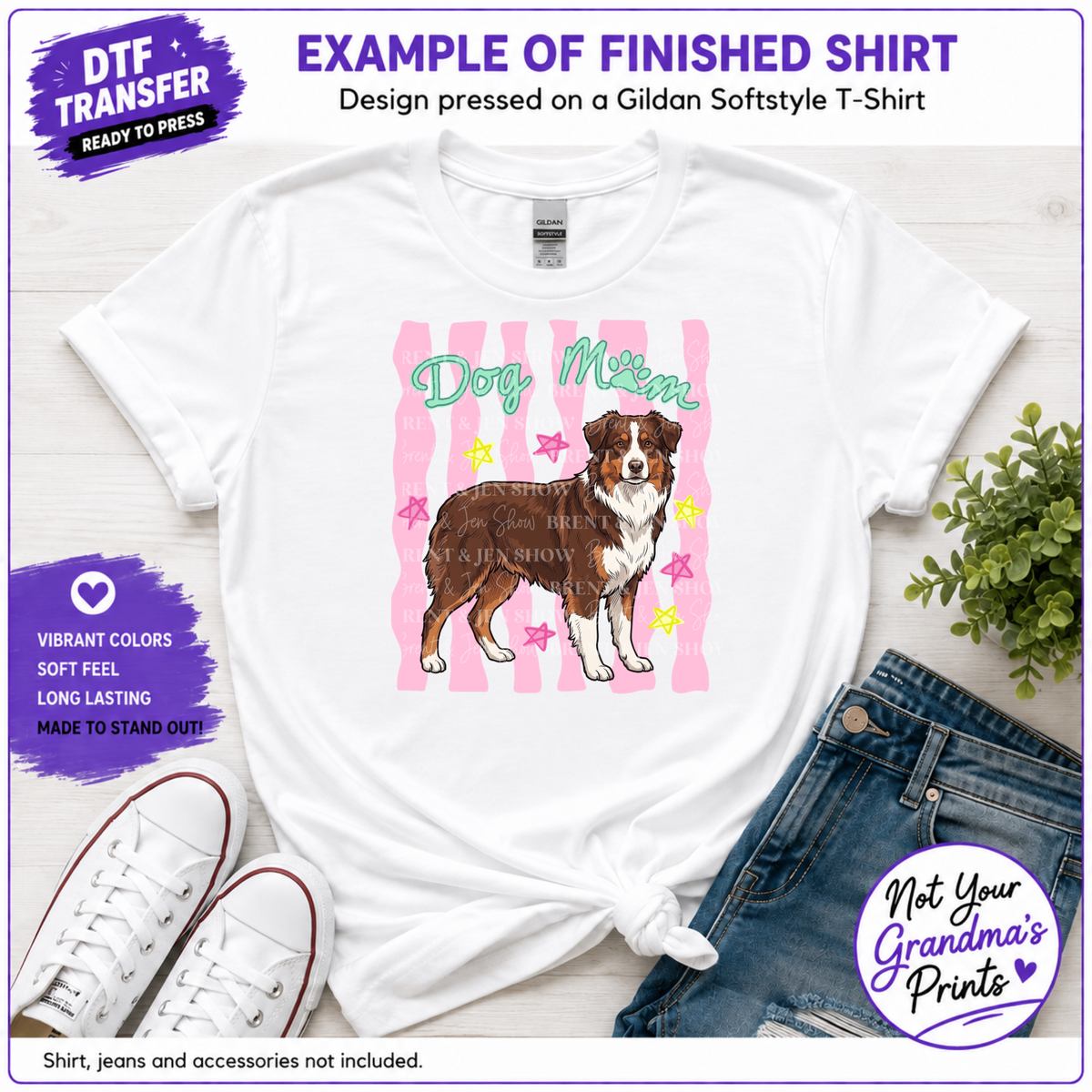 Dog Mom Australian Shepherd DTF or Sublimation Transfer (Ready-to-Press)