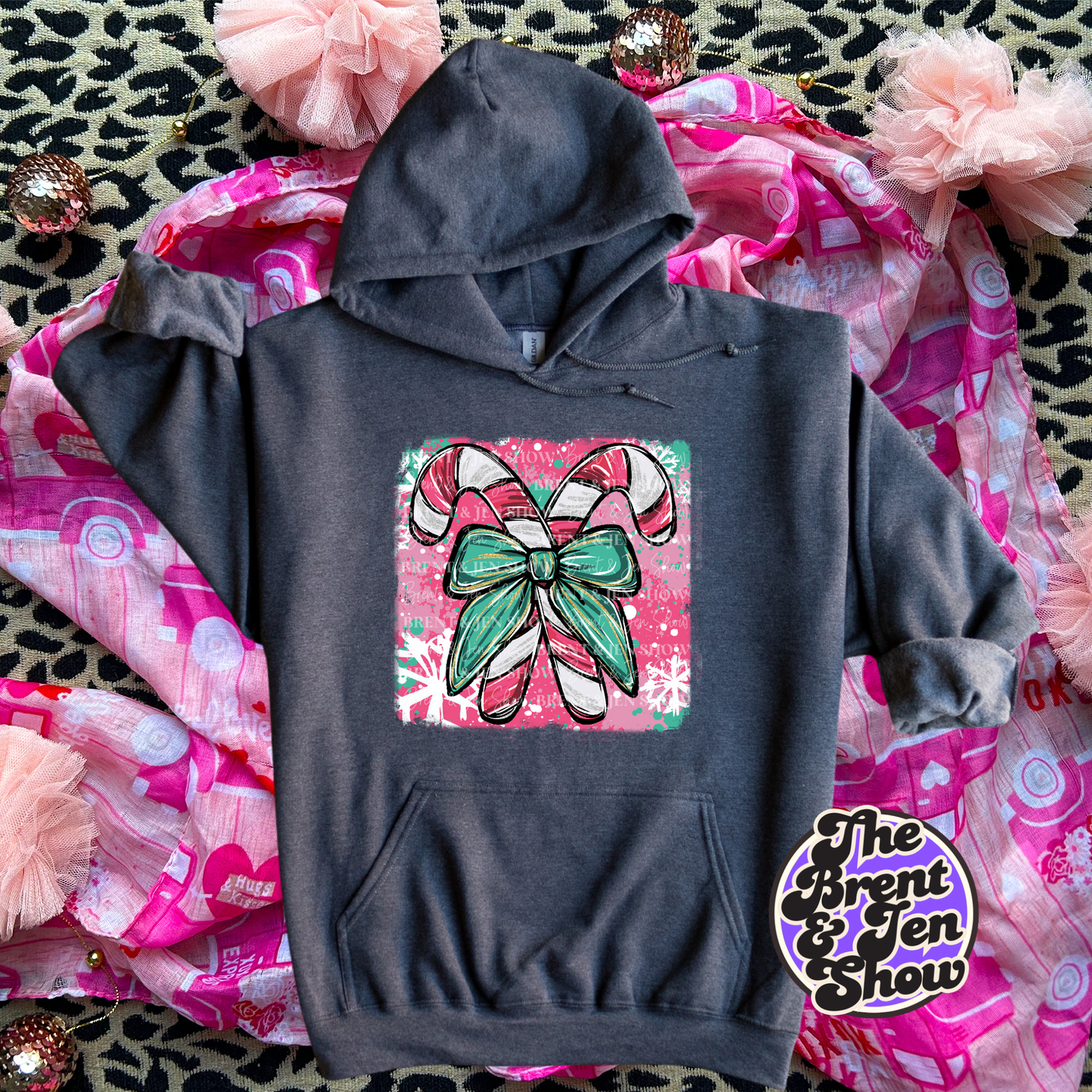 Colorful Christmas Candy Cane Hoodie