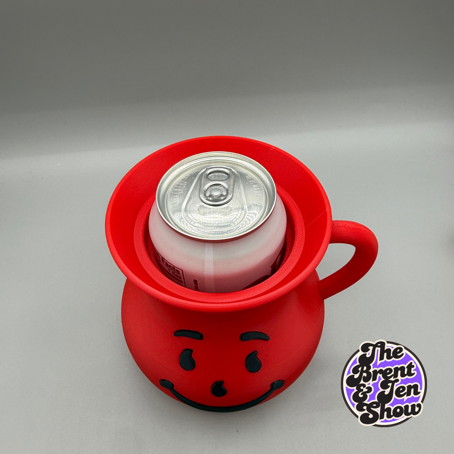Kool-Aid Man 3D Printed Can Cooler with Straw & Topper