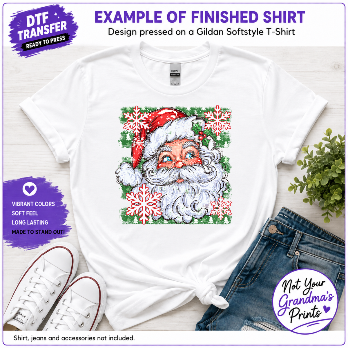 Vintage Santa DTF Transfer: Festive Christmas Design (Ready-to-Press)