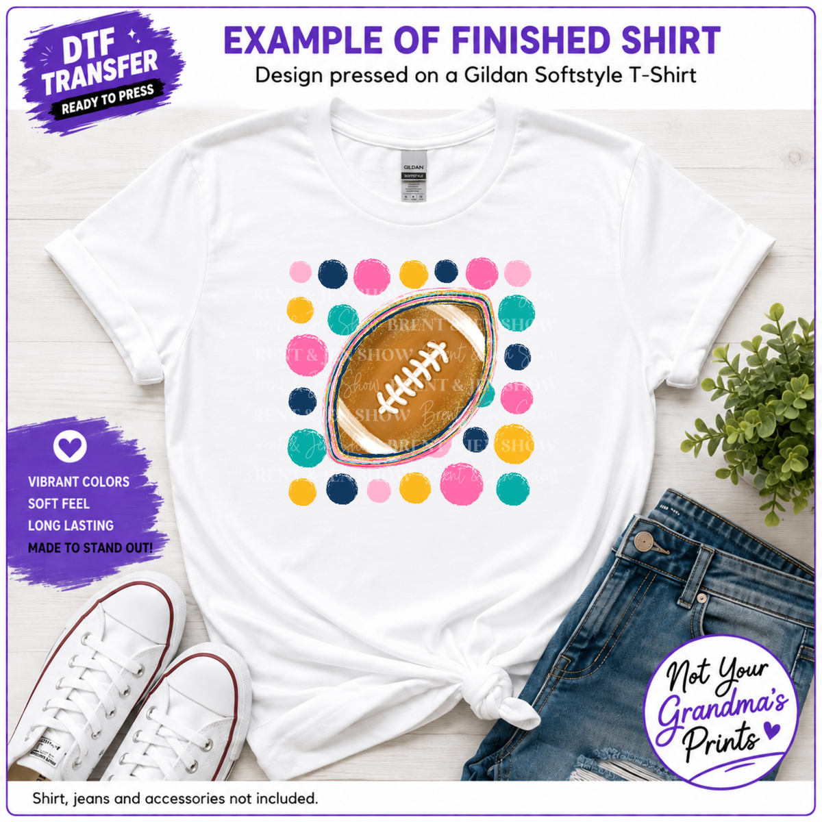 Polka Dot Football DTF/Sublimation Transfer, Ready to Press