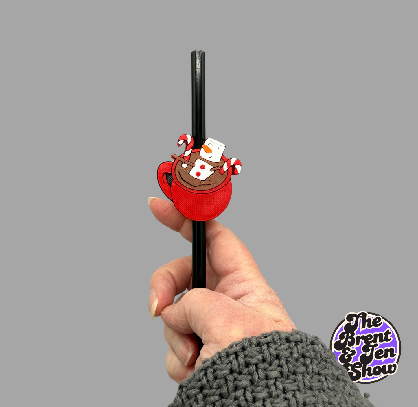 3D Printed Hot Cocoa Snowman Straw Topper | PLA Drink Accessory