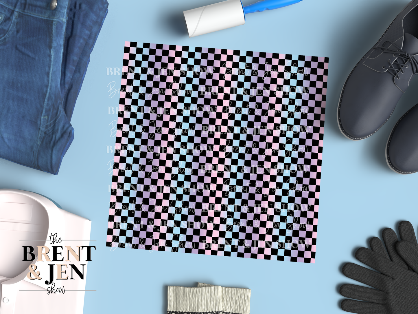 Pastel Checkers, Printed Patterned Vinyl