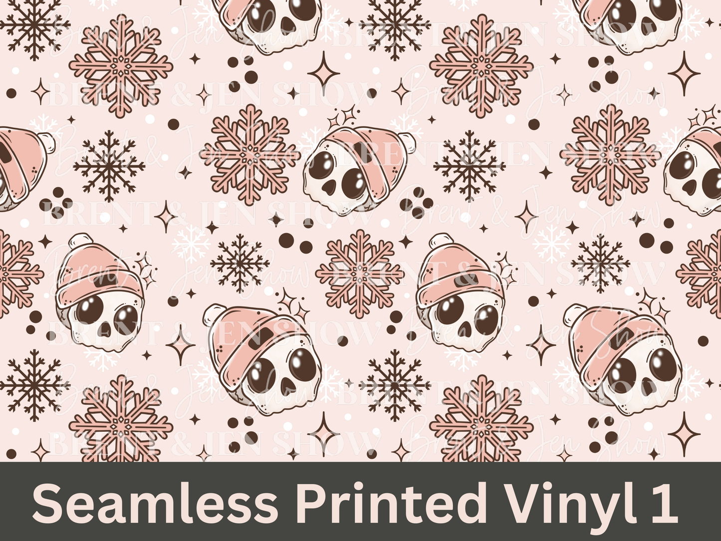Cozy Winter Skull Seamless Printed Vinyl Pattern