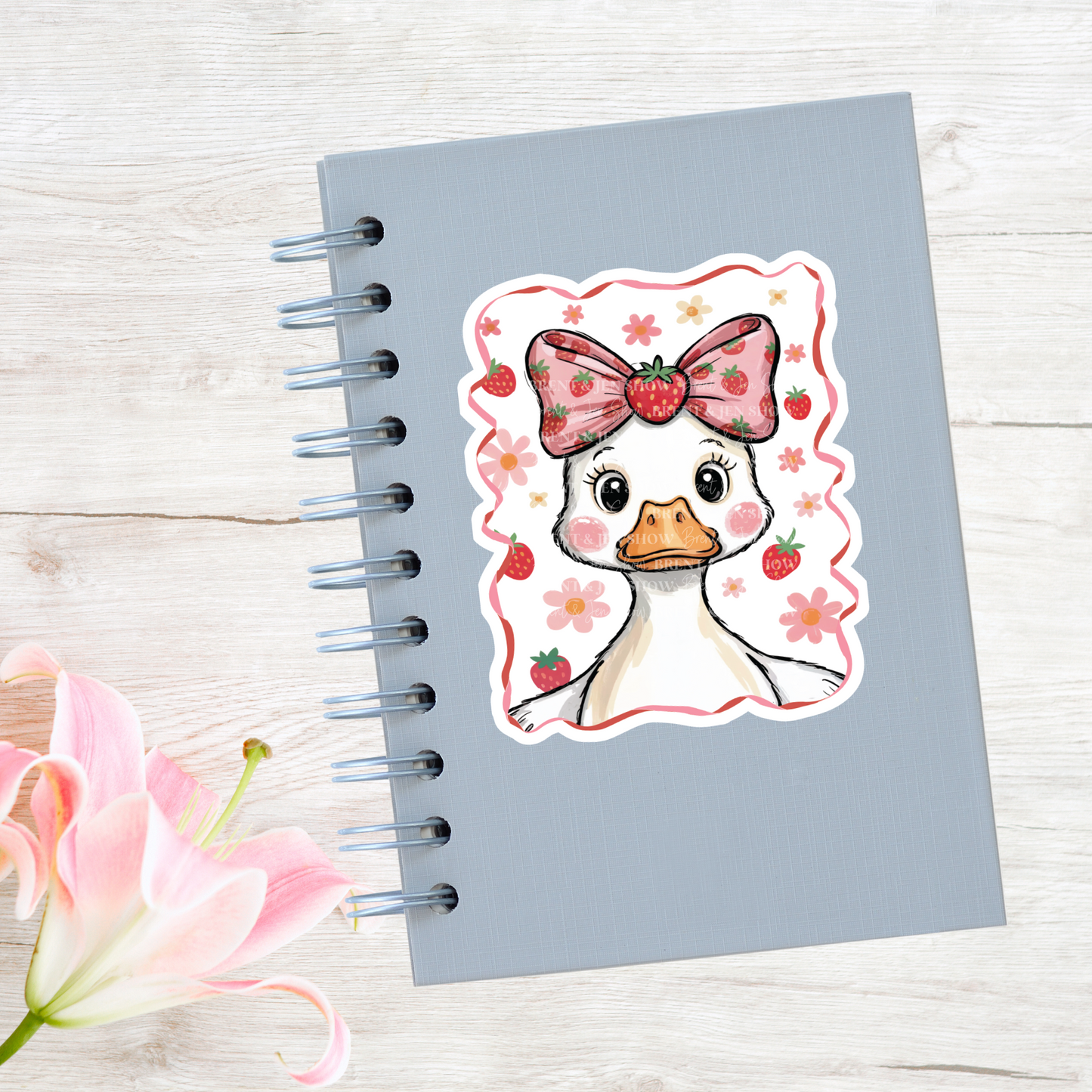 Cute Strawberry Goose Sticker or Car Decal