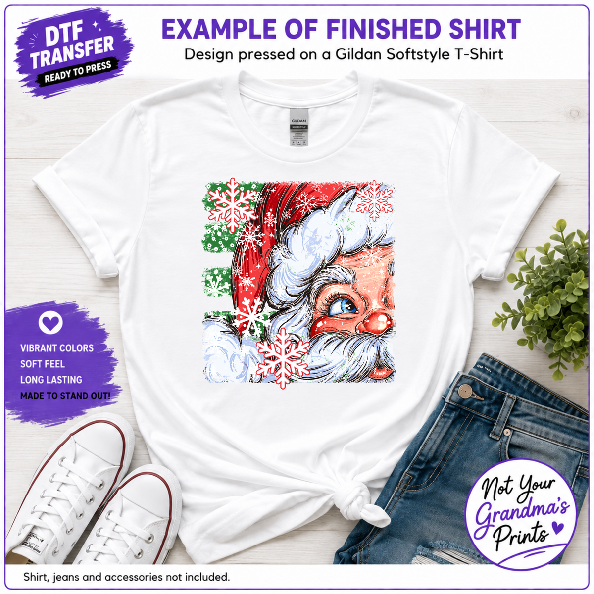Vintage Santa DTF Transfer: Festive Christmas Design (Ready-to-Press)