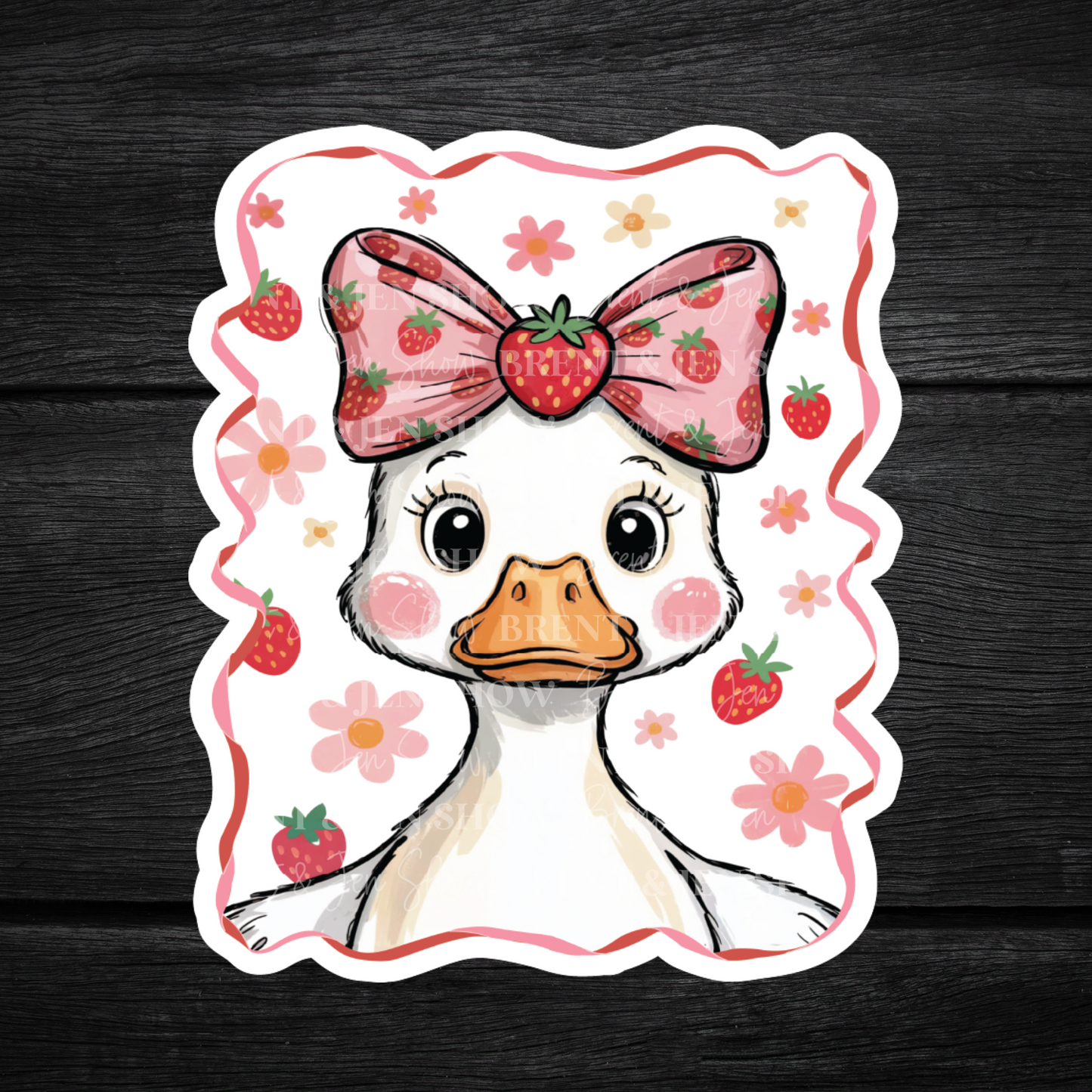 Cute Strawberry Goose Sticker or Car Decal