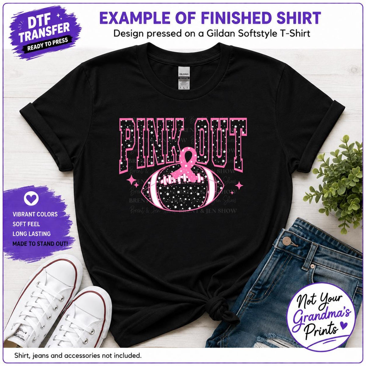 Pink Out Football DTF Transfer: Breast Cancer Awareness Print (Ready-to-Press)