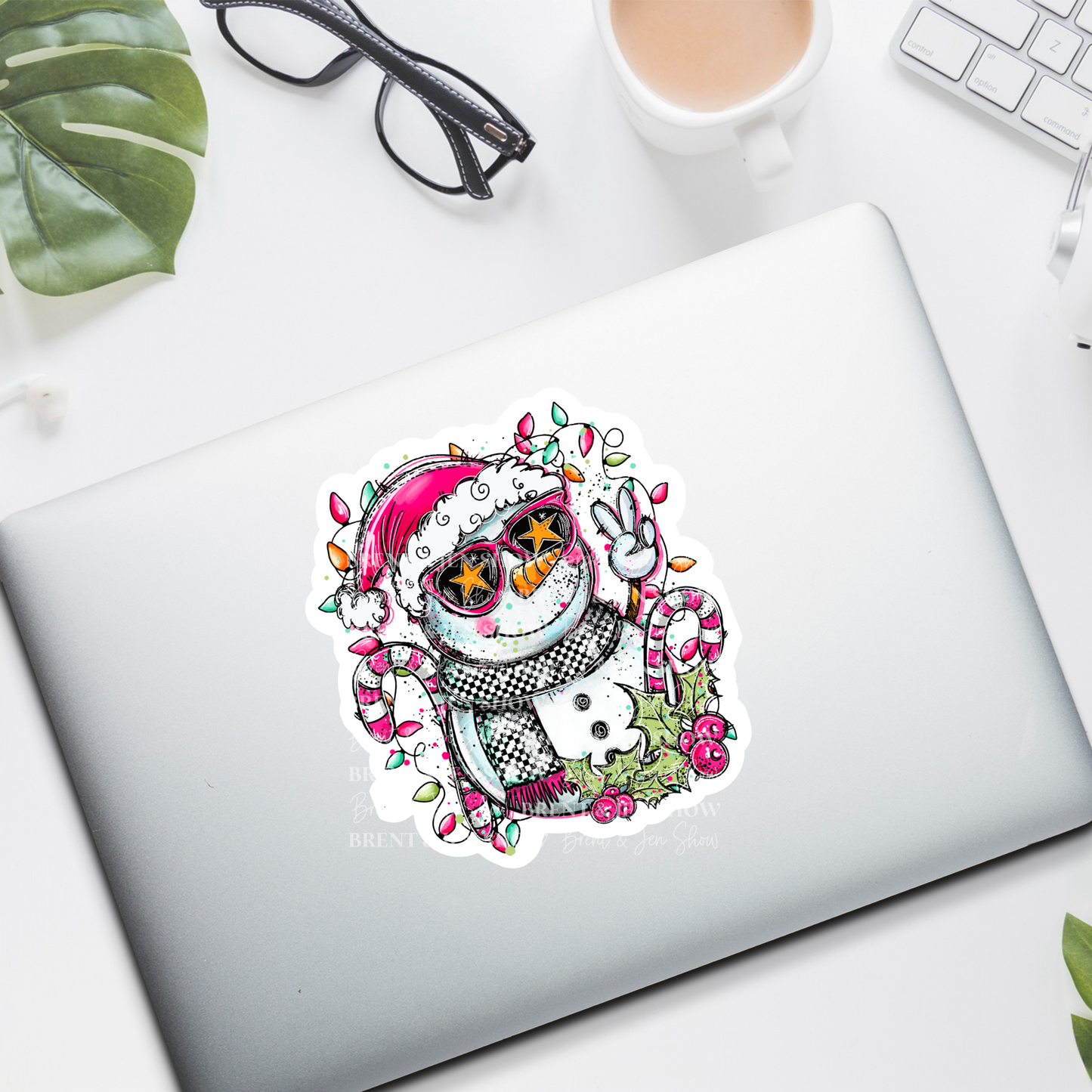 Doodle Snowman Sticker or Car Decal