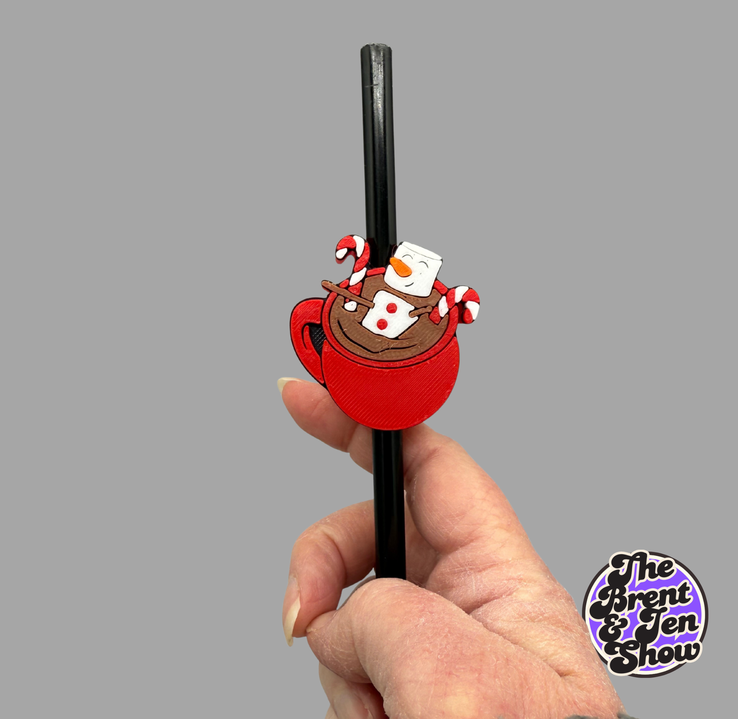 3D Printed Hot Cocoa Snowman Straw Topper | PLA Drink Accessory