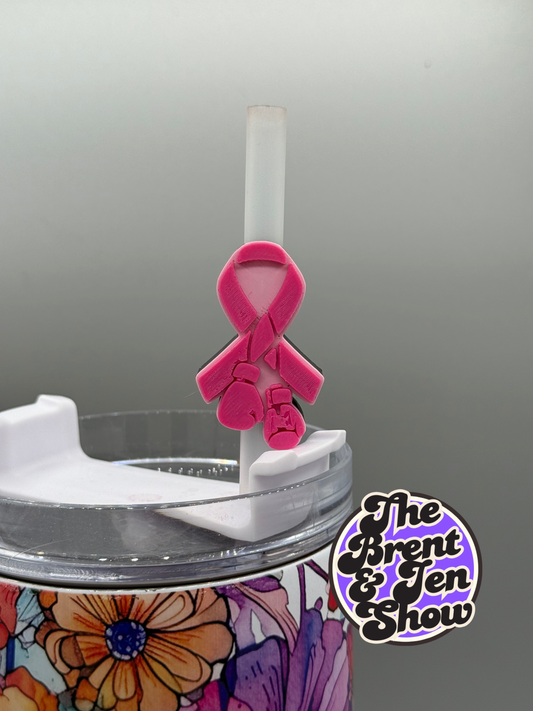 Pink Ribbon & Boxing Gloves Straw Topper - 3D Printed