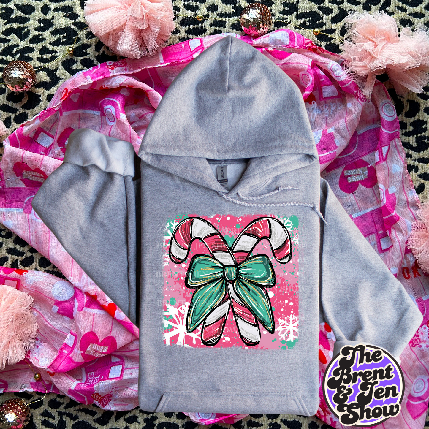 Colorful Christmas Candy Cane Hoodie