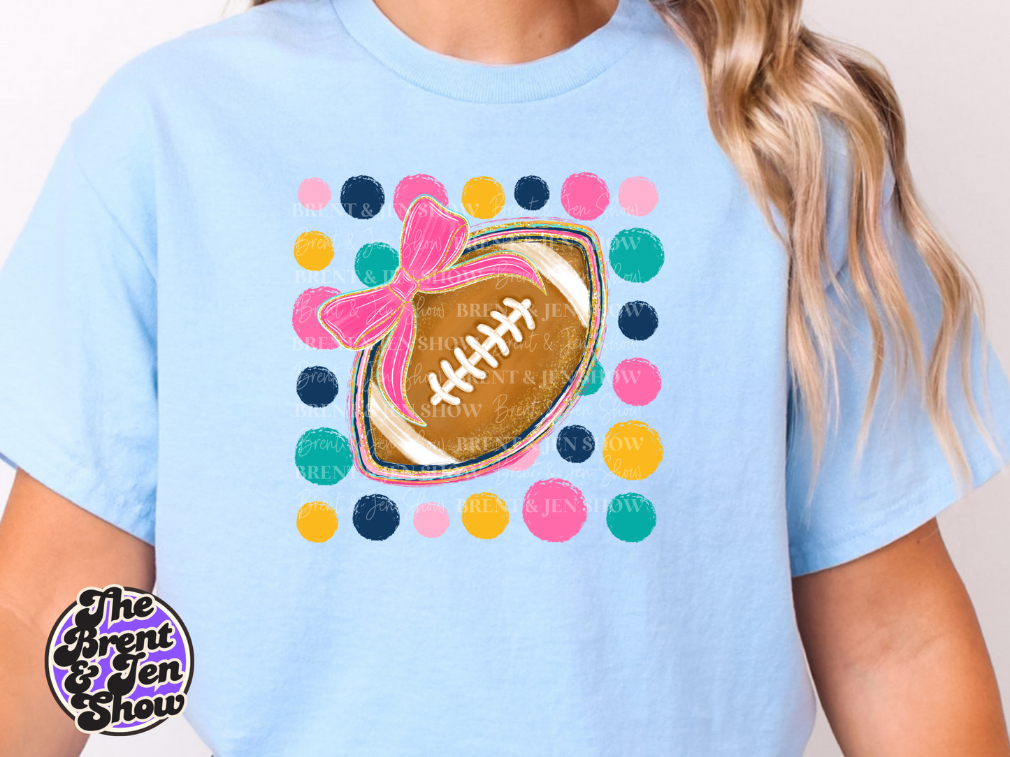 Polka dot Football Bow DTF/Sublimation Transfer, Ready to Press