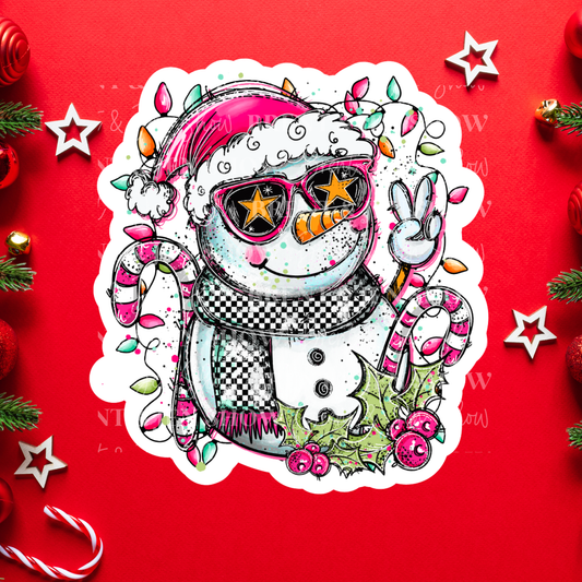 Doodle Snowman Sticker or Car Decal