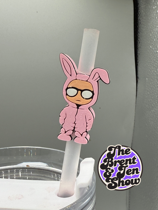 Ralphie Pink Bunny Suit Straw Topper