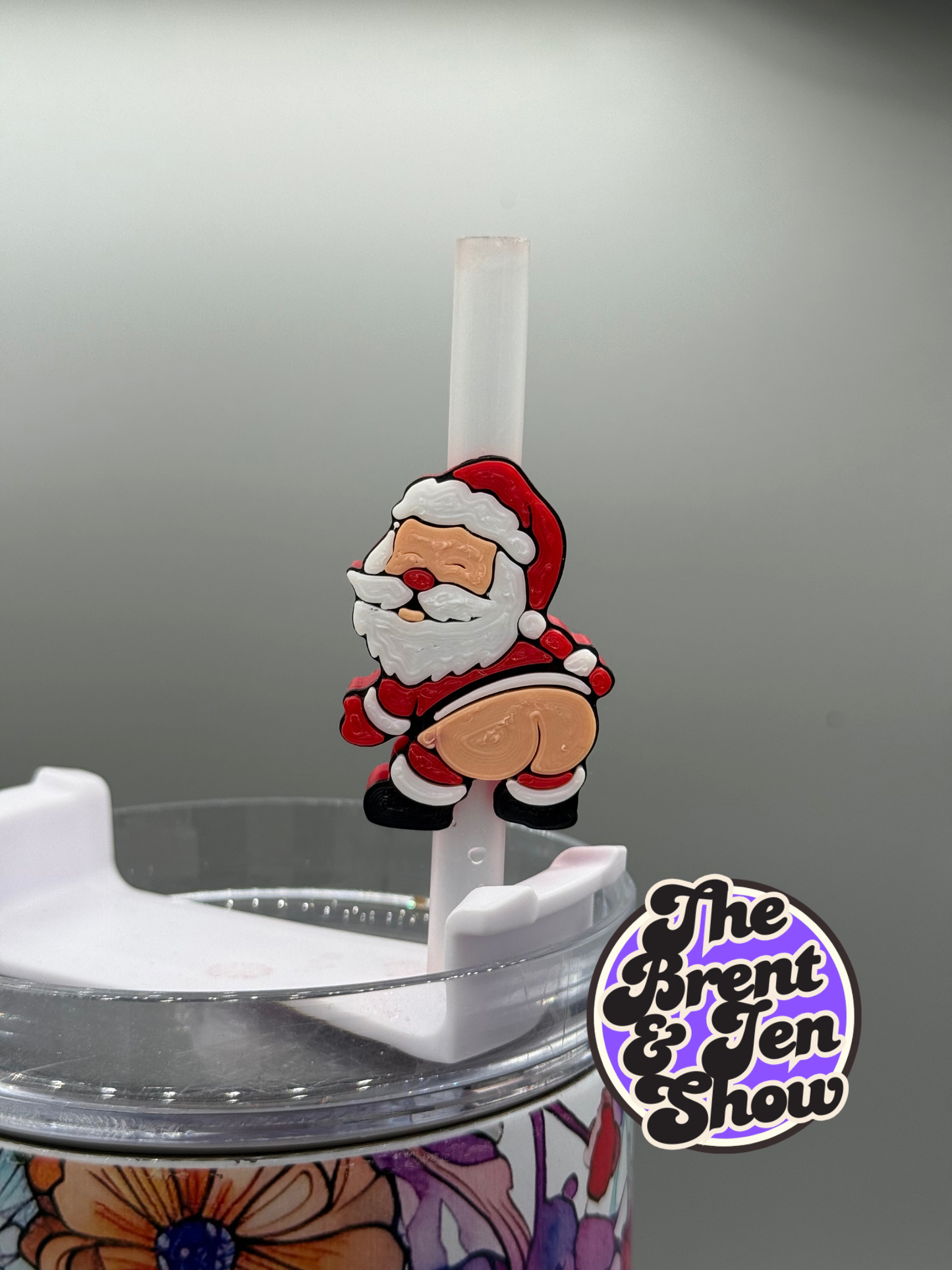 Naughty Santa Mooning Straw Topper - 3D Printed