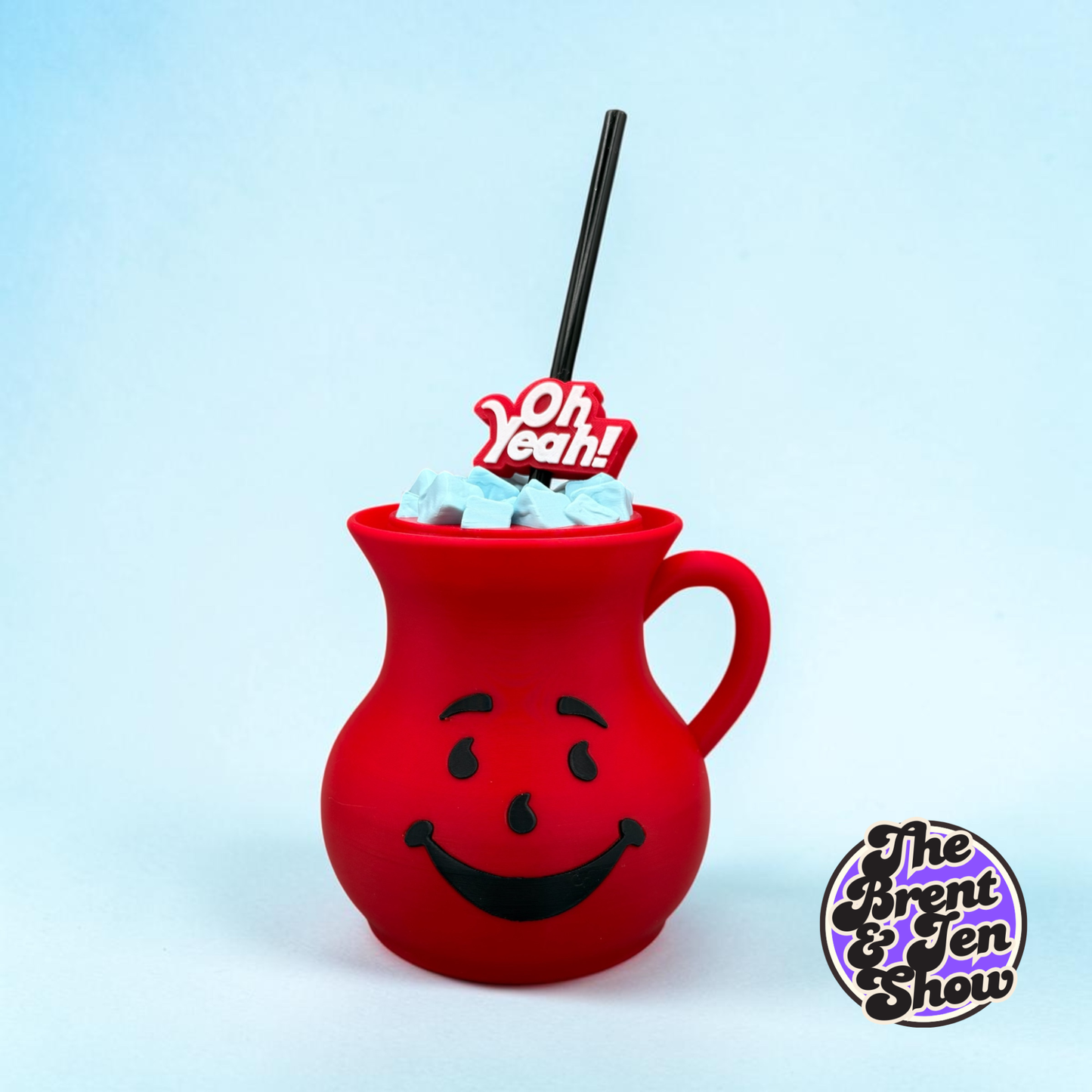Kool-Aid Man 3D Printed Can Cooler with Straw & Topper
