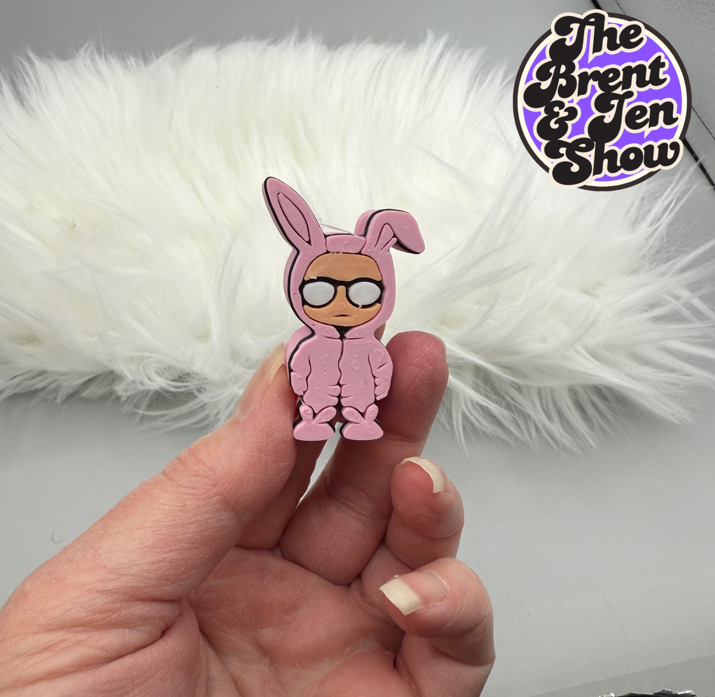 Ralphie Pink Bunny Suit Straw Topper