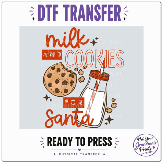 Milk and Cookies for Santa DTF Transfer (Ready-to-Press)