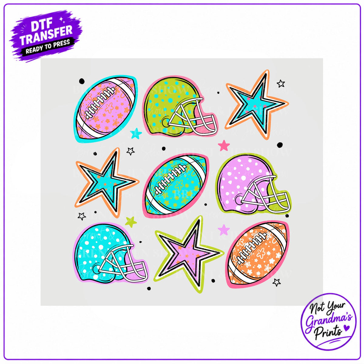 DTF Transfer: Football Helmets Stars Print (Ready to Press)