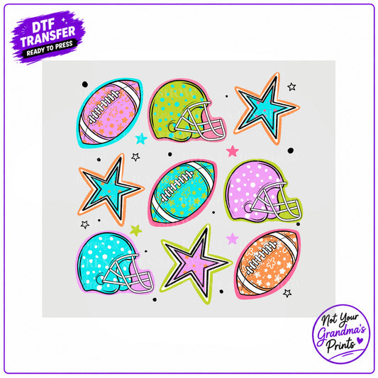 DTF Transfer: Football Helmets Stars Print (Ready to Press)