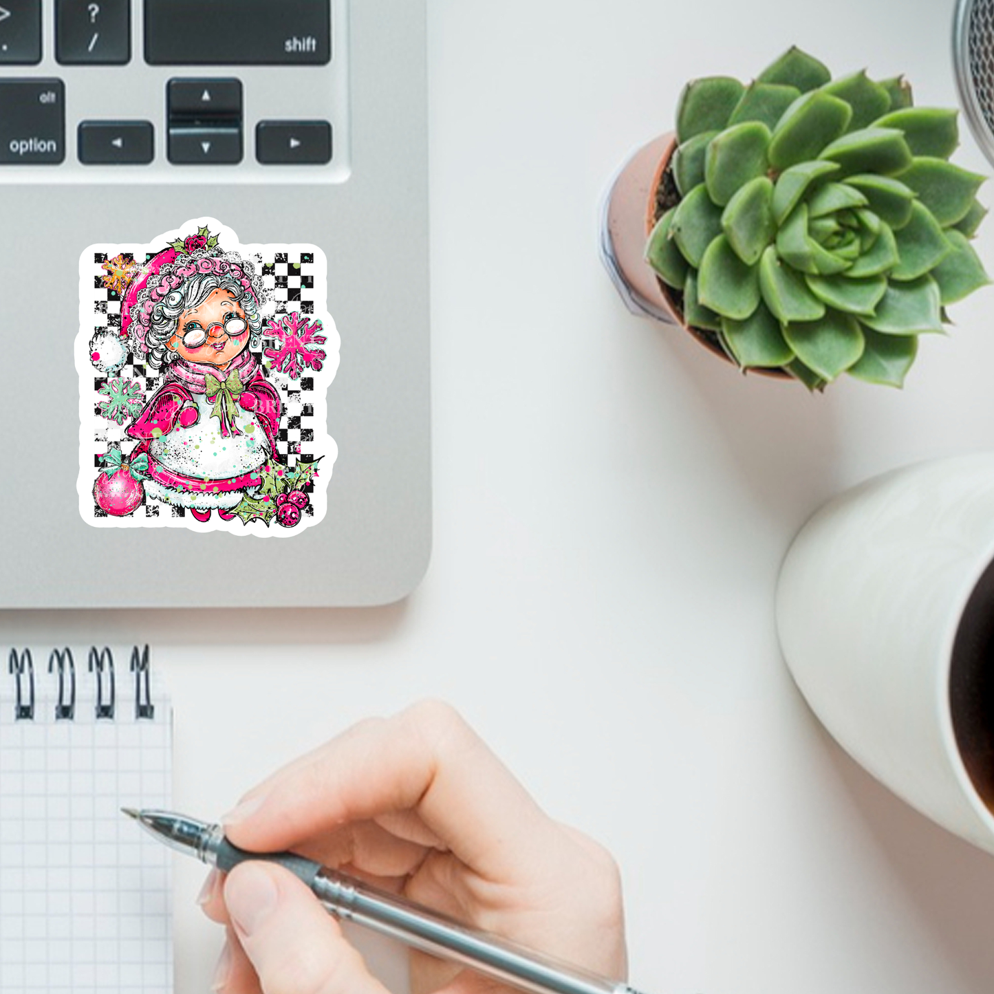 Doodle Mrs. Claus Sticker or Car Decal