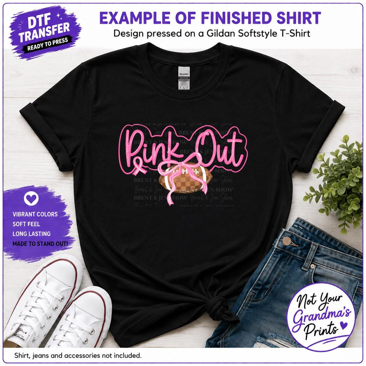 Pink Out Football DTF Transfer: Breast Cancer Awareness Design (Ready-to-Press)