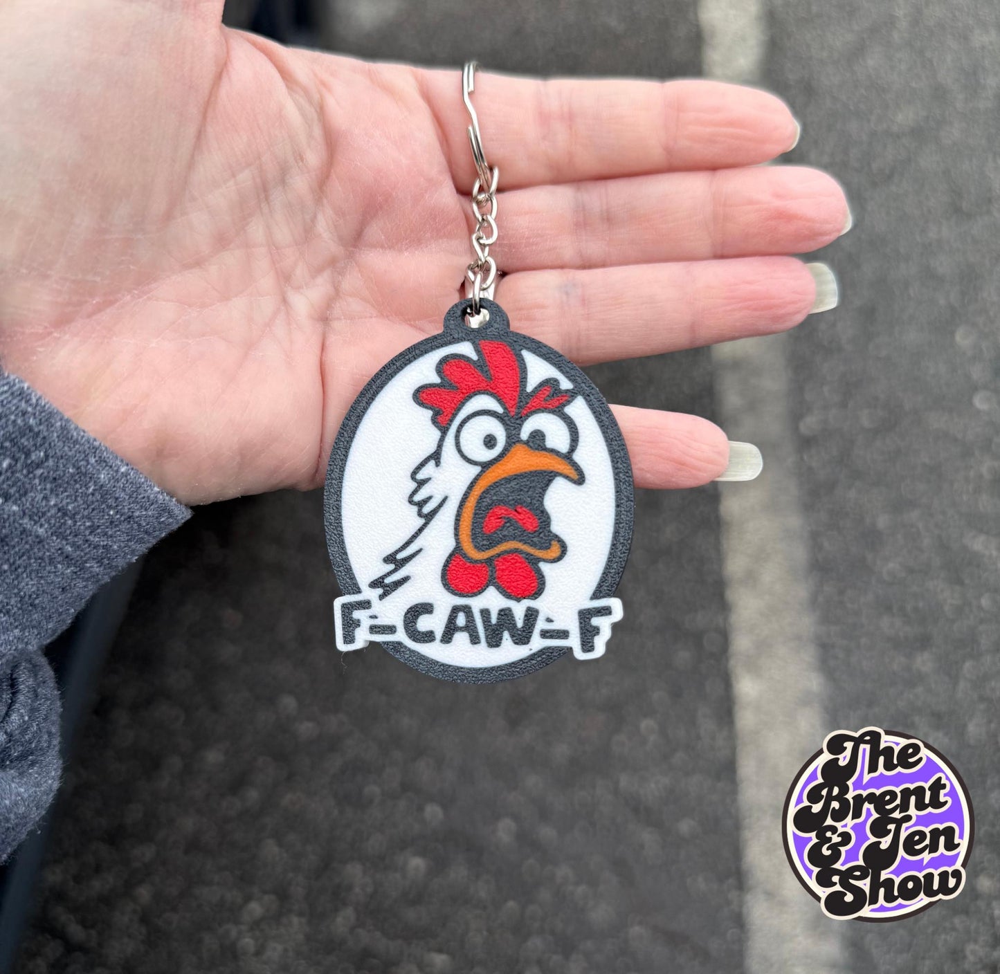 F-CAW-F Angry Chicken Keychain | Funny Rooster Gift