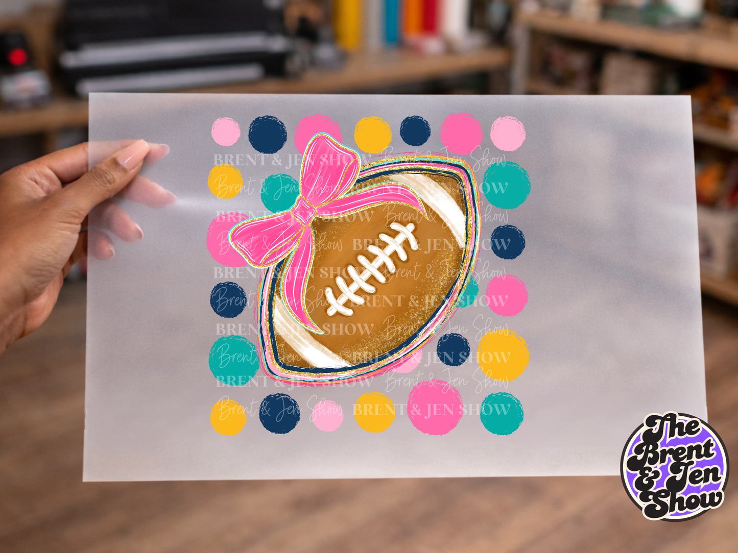 Polka dot Football Bow DTF/Sublimation Transfer, Ready to Press