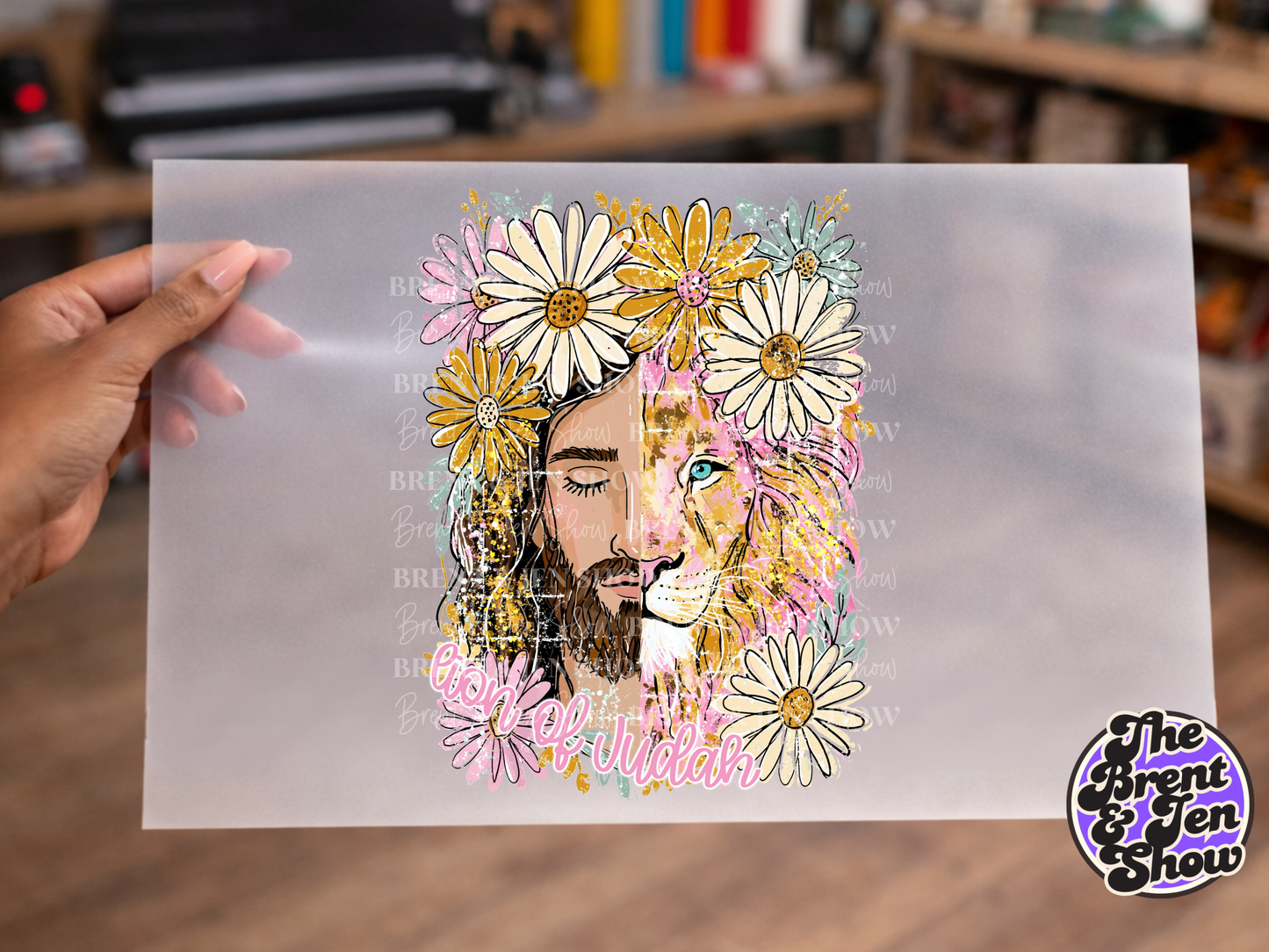 Lion of Judah Daisy Floral DTF/Sublimation Transfer, Ready to Press