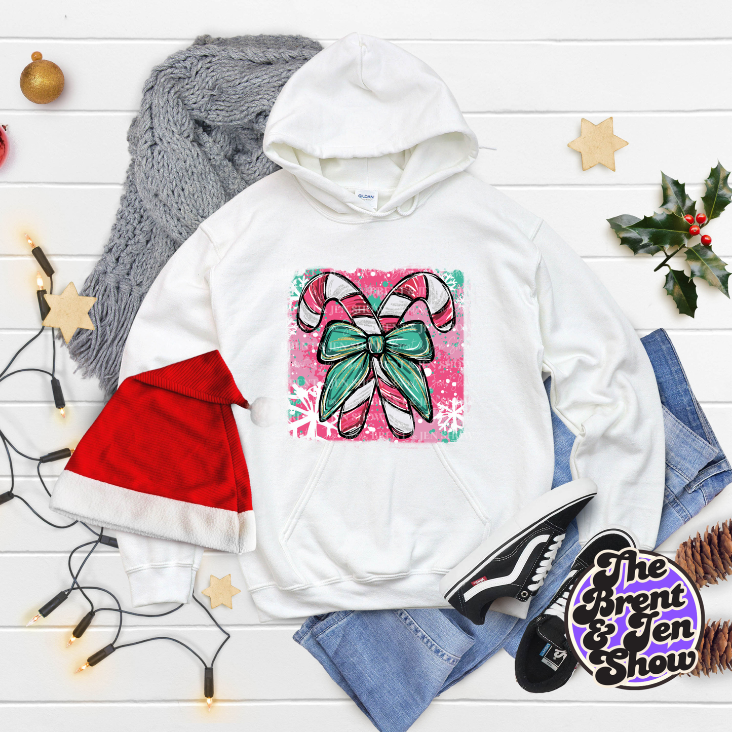 Colorful Christmas Candy Cane Hoodie