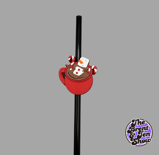 3D Printed Hot Cocoa Snowman Straw Topper | PLA Drink Accessory