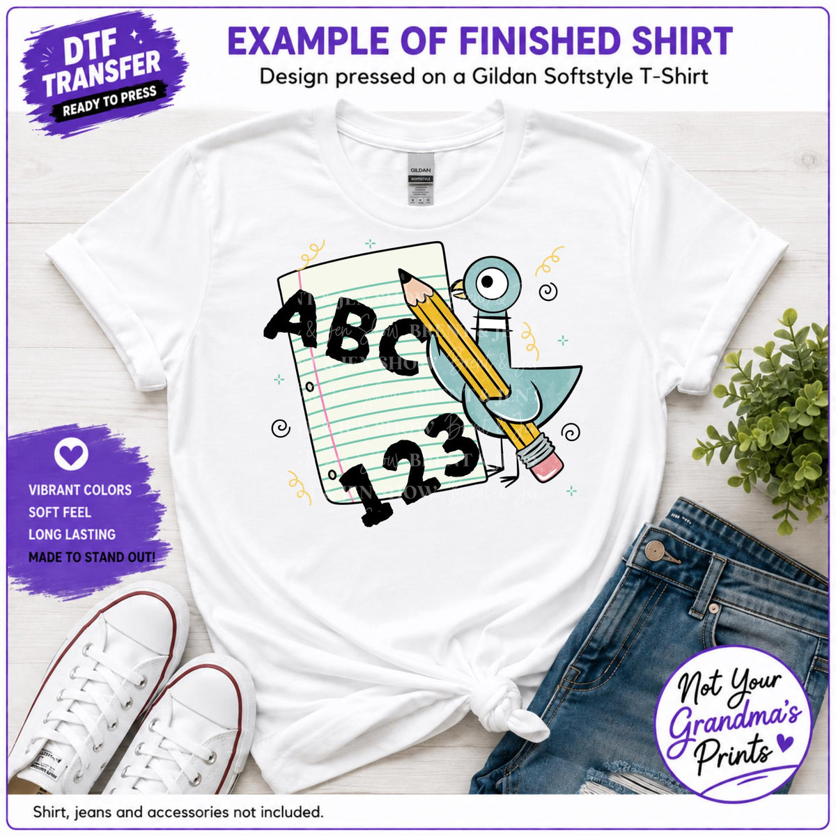 ABC Teacher Pidgeon DTF Transfer, Back to School Ready to Press