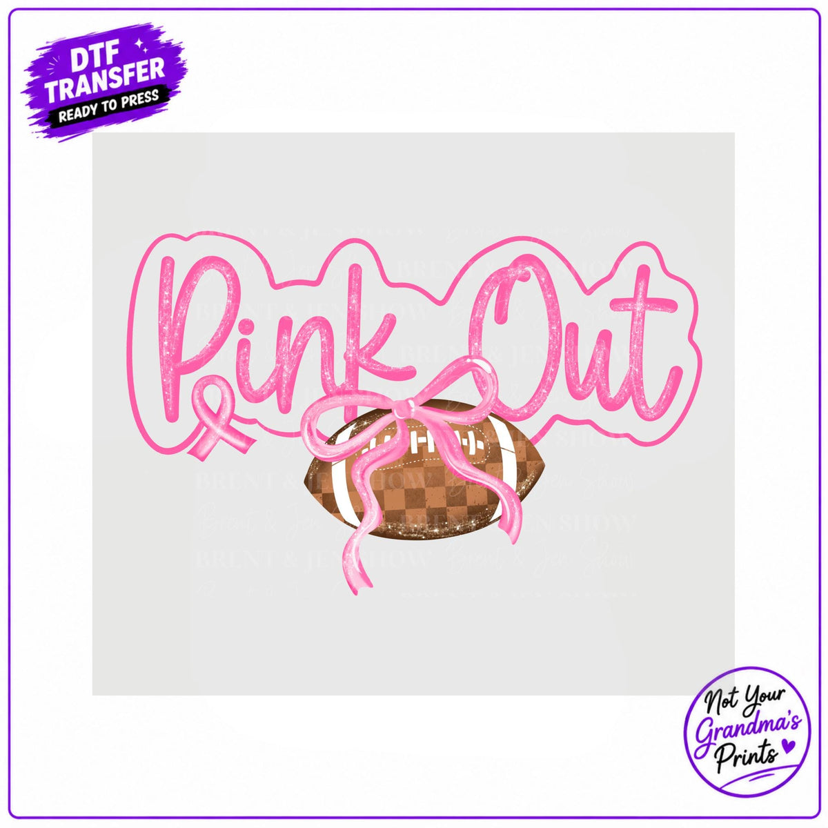 Pink Out Football DTF Transfer: Breast Cancer Awareness Design (Ready-to-Press)