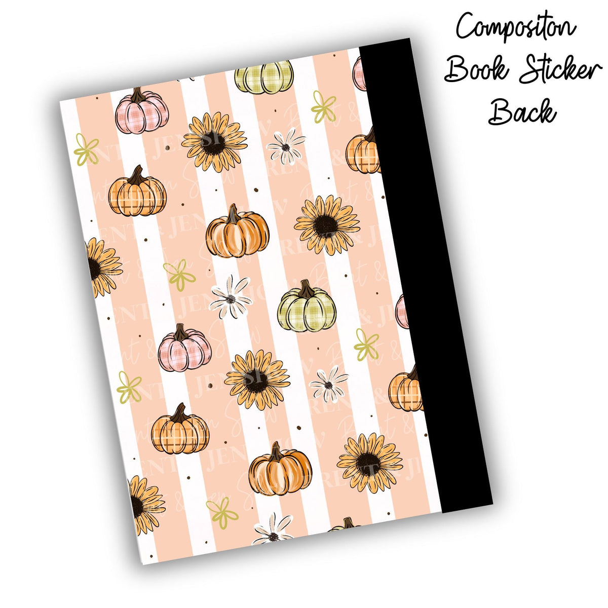 Pumpkin Patch Composition Notebook Cover Stickers, Vinyl Front Back Set