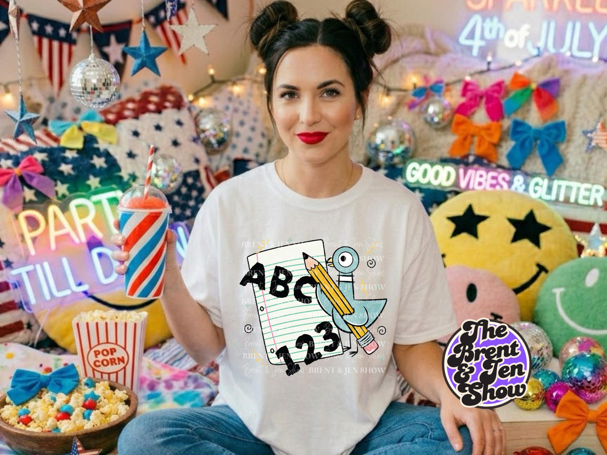 ABC Teacher Pidgeon DTF Transfer, Back to School Ready to Press