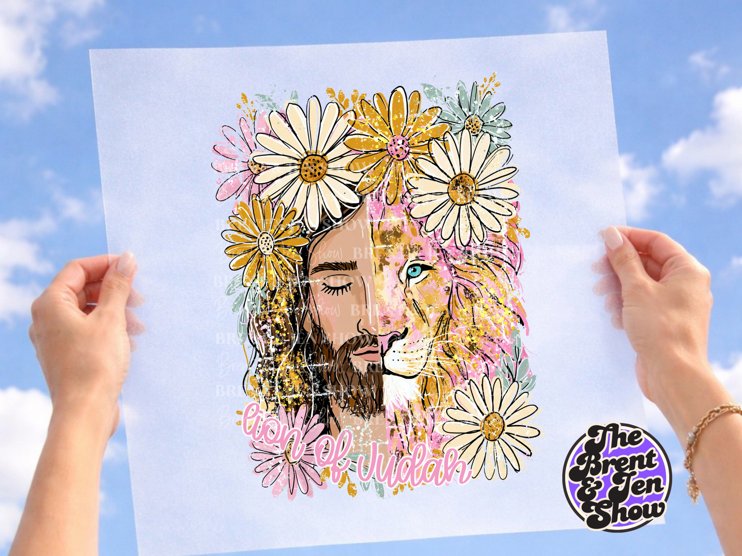 Lion of Judah Daisy Floral DTF/Sublimation Transfer, Ready to Press