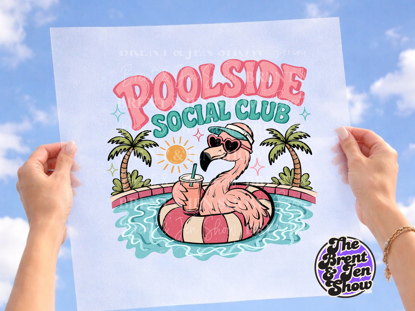 Poolside Social Club Flamingo DTF or Sublimation Transfer