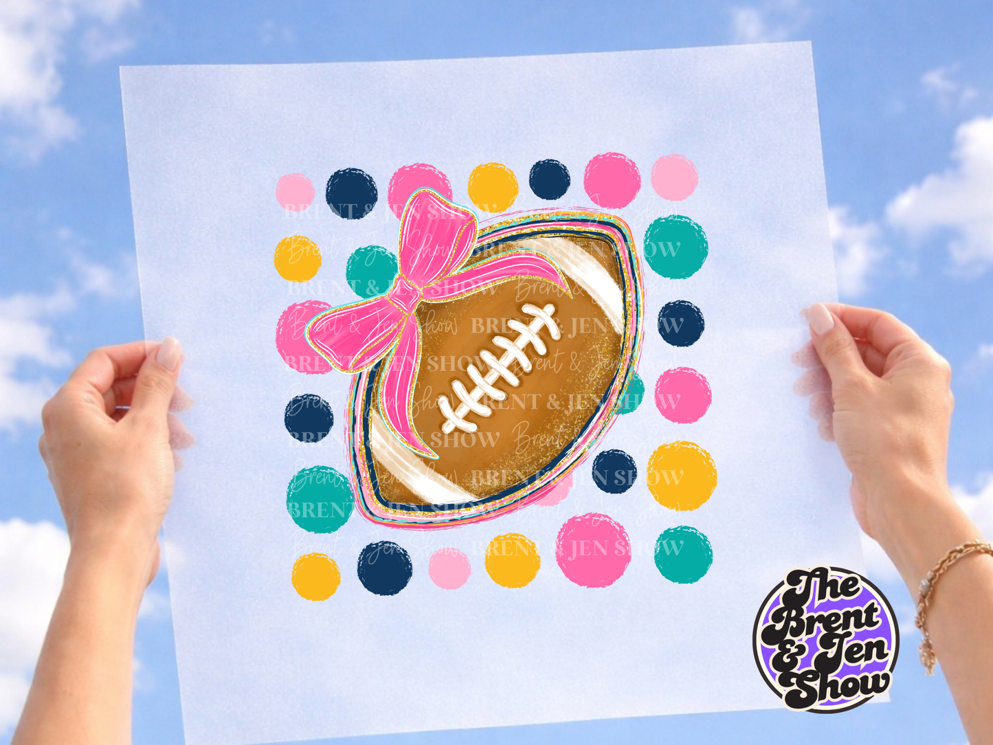 Polka dot Football Bow DTF/Sublimation Transfer, Ready to Press
