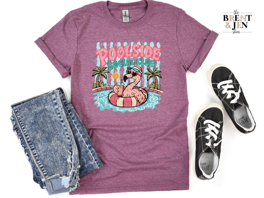 Poolside Social Club Flamingo T-Shirt: Vibrant DTF Print, Summer Fun Tee