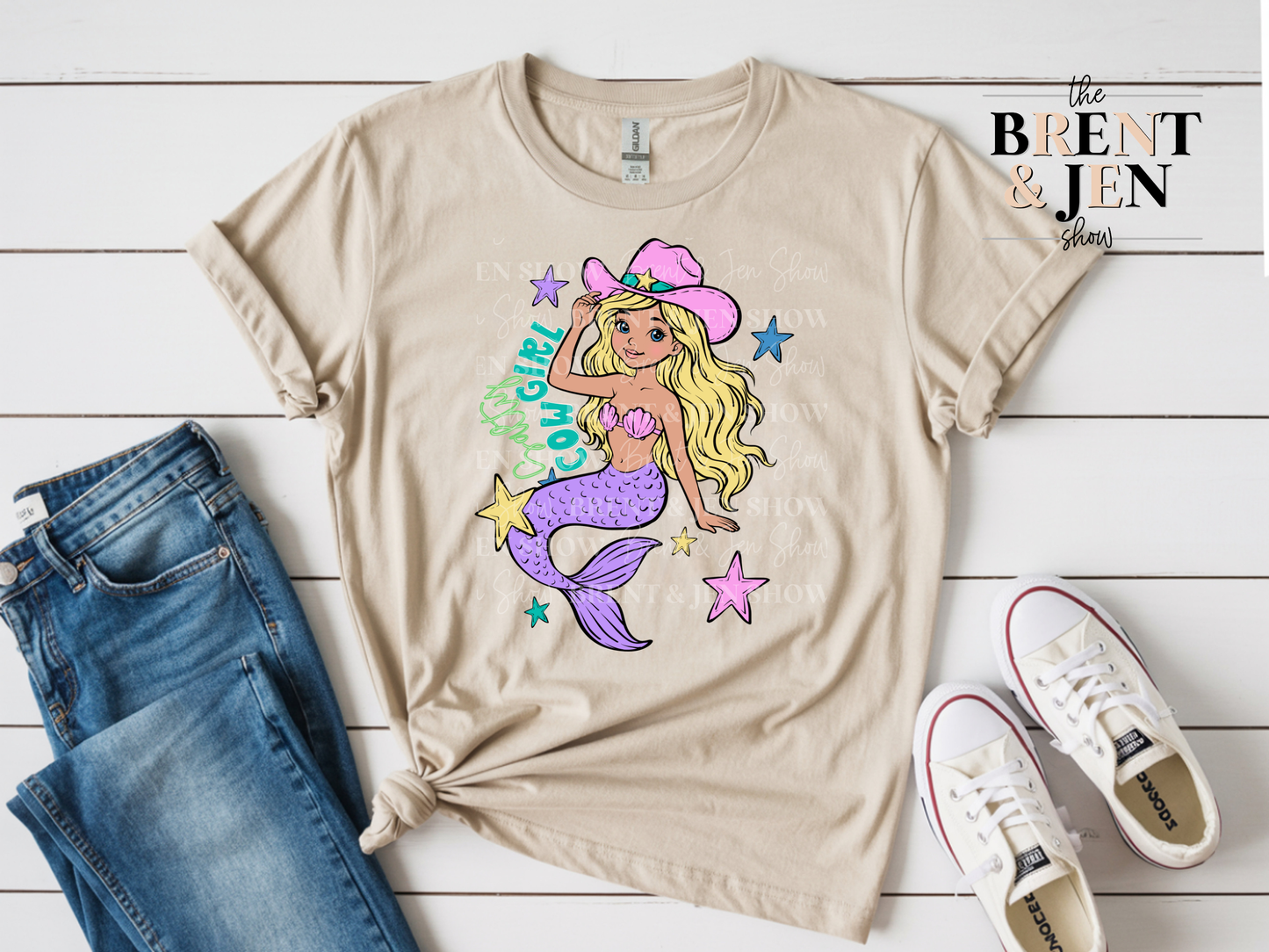 Salty Cowgirl Blonde Mermaid Shirt