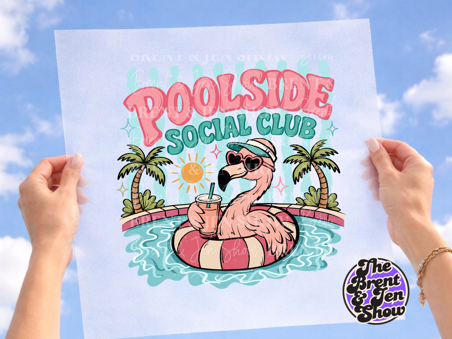 Poolside Social Club Flamingo DTF or Sublimation Transfer