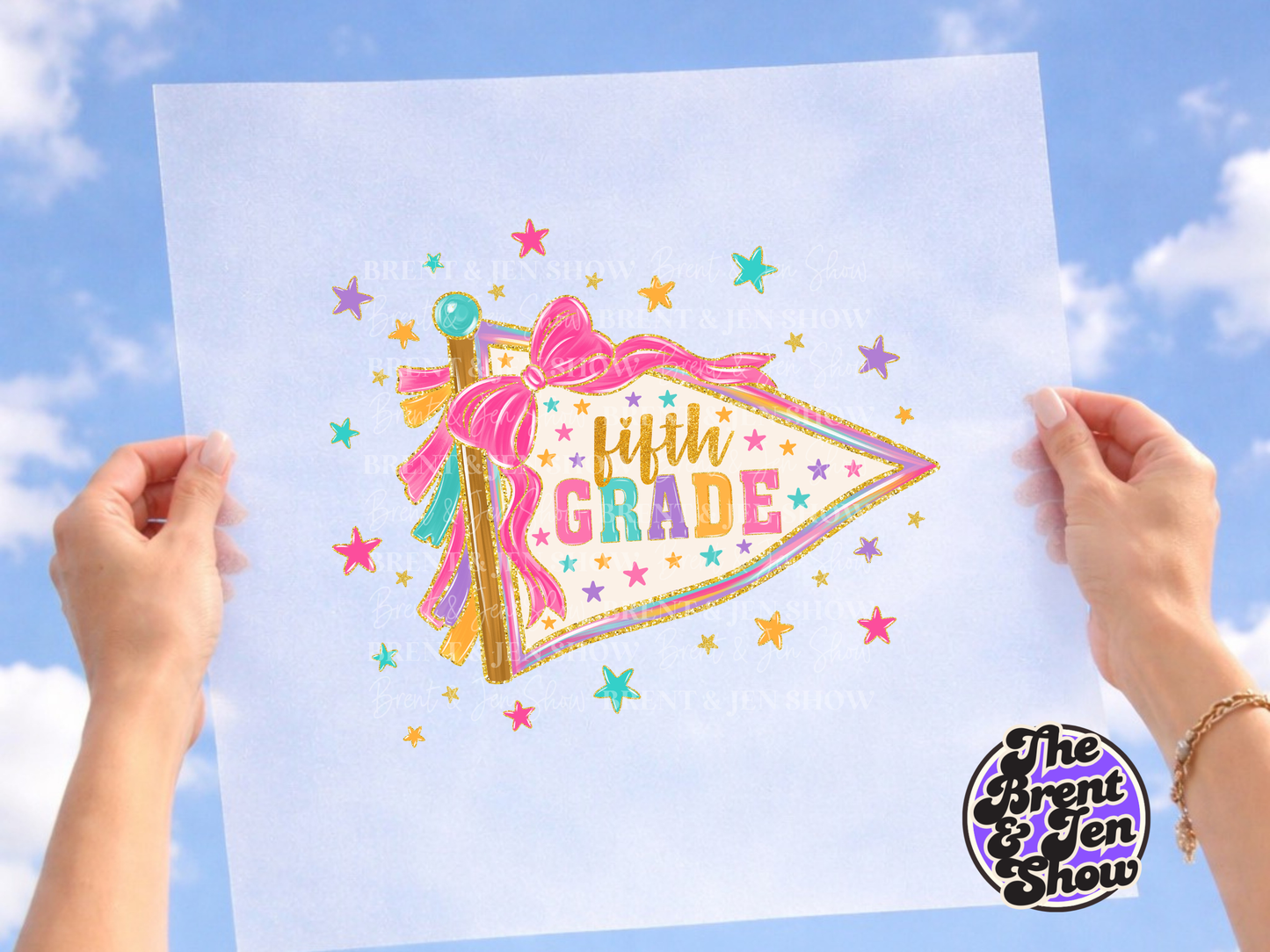 Fifth Grade Preppy Banner DTF/Sublimation Transfer, Ready to Press