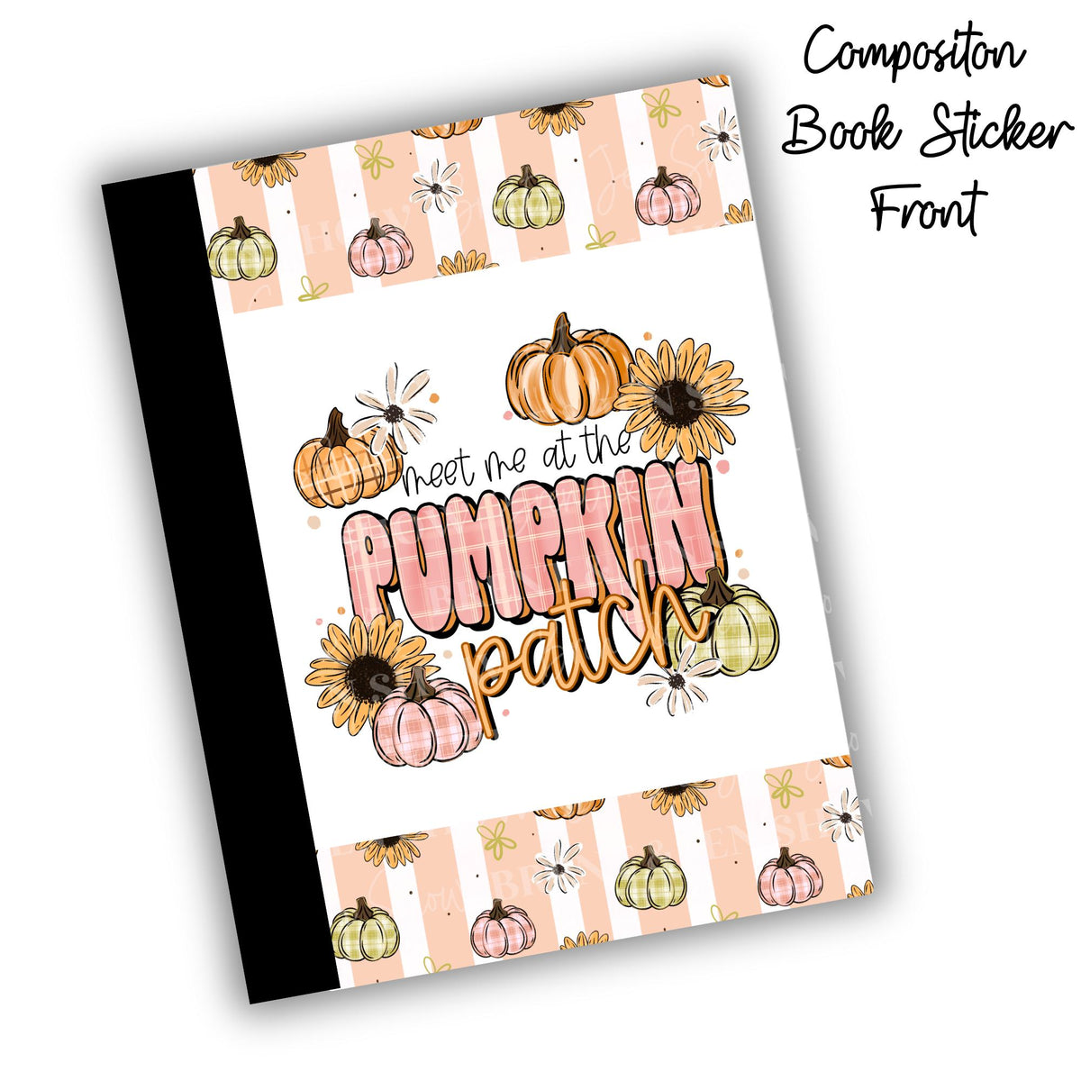 Pumpkin Patch Composition Notebook Cover Stickers, Vinyl Front Back Set