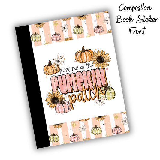 Pumpkin Patch Composition Notebook Cover Stickers, Vinyl Front Back Set