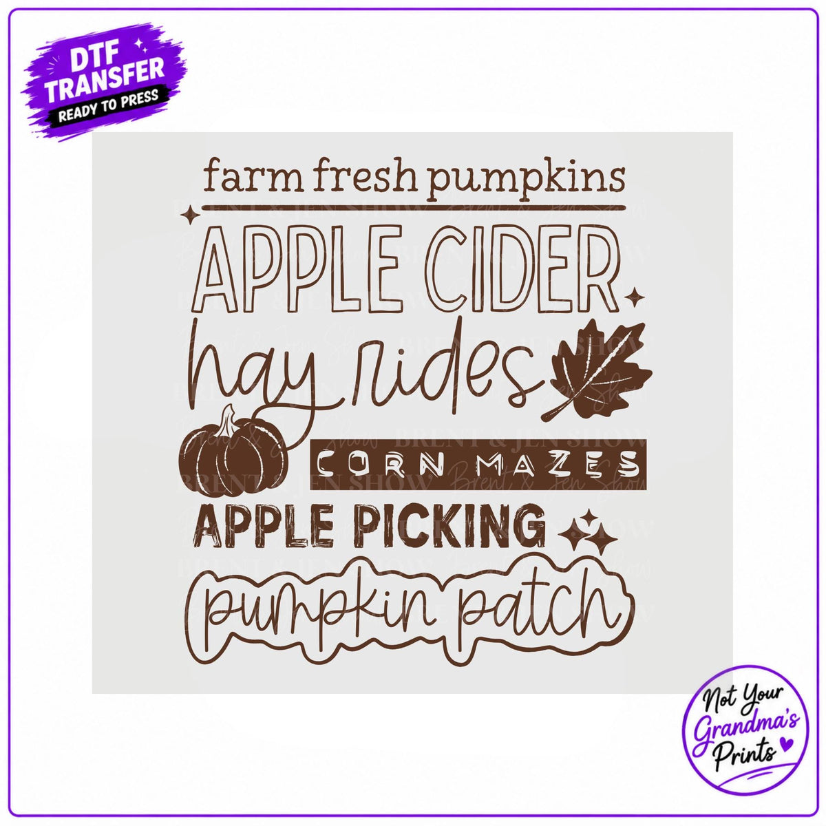 Farm Fresh Pumpkins Apple Cider DTF Transfer (Ready-to-Press)